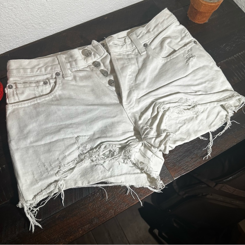 We The Free White Distressed Jean Shorts